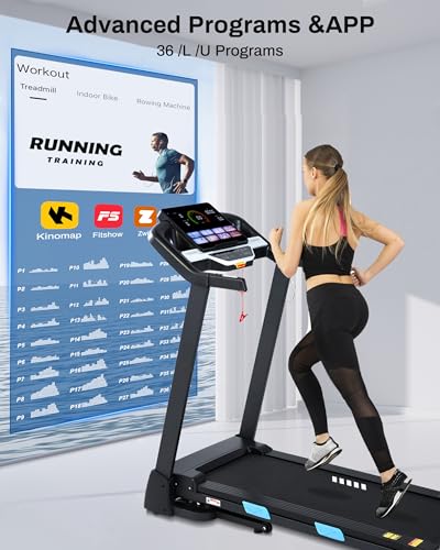 Blue Folding Incline Treadmill with 3.5HP Motor for Home Running & Walking