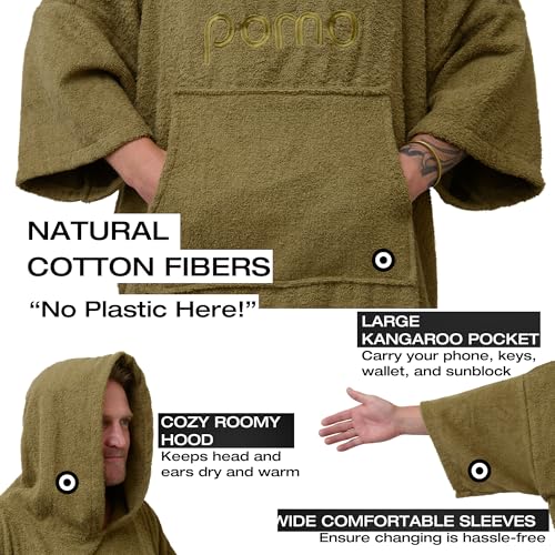 Unisex Cotton Surf Poncho Towel with Hood for Water Sports & Changing