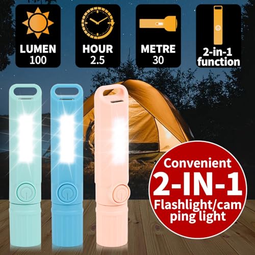 Mini Rechargeable LED Flashlights 6 Pack with Zoomable Focus & Lantern Mode - Camping Hiking