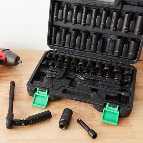 Amazon Basics 46-Piece 3/8-Inch Drive Socket Set with Storage Case, 13.1 x 9.7 x 3 in