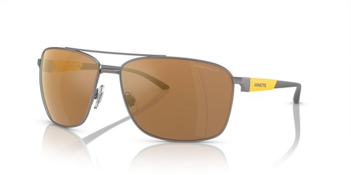 ARNETTE Man Sunglasses Matte Gunmetal Frame, Brown Mirror Gold Polarized Lenses, 65MM