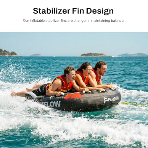 PEAKFLOW 3 Rider Phantom Towable Tube for Boating - Stable Water Fun for Kids & Adults