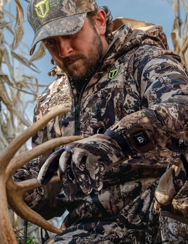 TIDEWE Rechargeable Veil Camo Heated Hunting Gloves - XL, Waterproof & Windproof