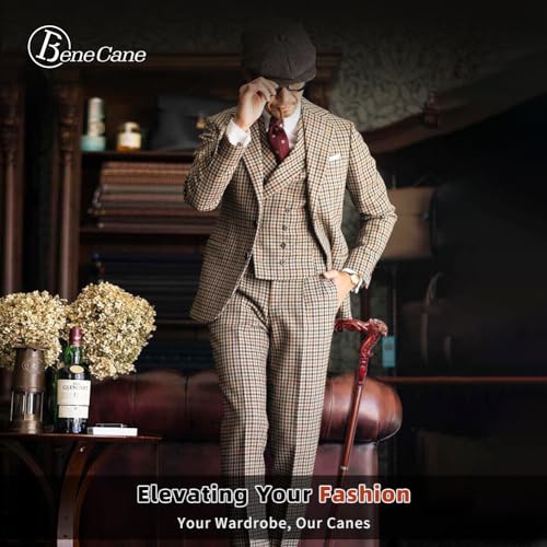 BeneCane Handmade Wooden Walking Cane with Eagle Handle - Brown, Unisex, Adjustable & Detachable