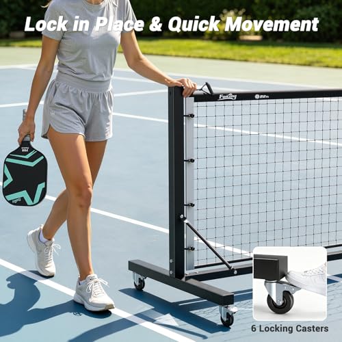 Fostoy Black Pickleball Net with Aluminum Frame & Dual Tension System
