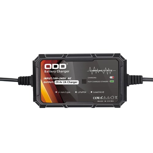 QDD 29.4V 2A Charger for 7S 25.9V Lithium Battery Pack with DC 5.5x2.1mm and Connection Interface Conversion 3P-XLR/ 3P-GX16/1-Prong RCA/DC 5.5x2.5mm