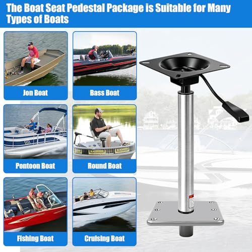 Silver 3/4 Inch Adjustable Locking Boat Seat Base - 18-24 Inch Height Range