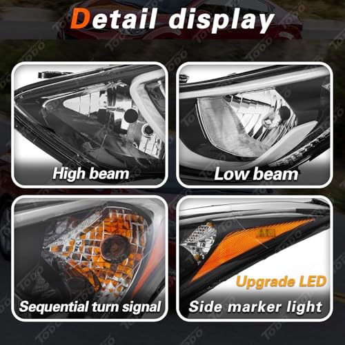 Hyundai Elantra Headlight Assembly 2014-2016 Pair with Bulbs - Passenger & Driver Side