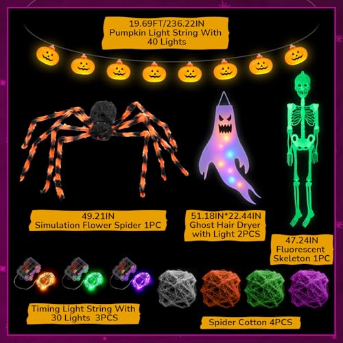 Halloween Glow in Dark Golf Cart Decoration Kit - 12 Pieces for Festive Outdoor Decor