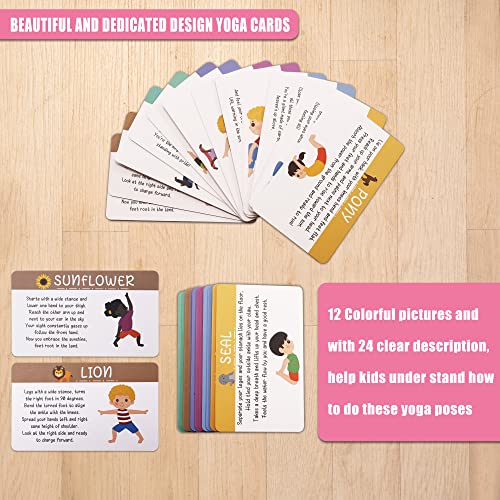 Kids Yoga Mat Set with Unicorn Pink Design, Non-Slip Exercise Mats & 12 Yoga Cards