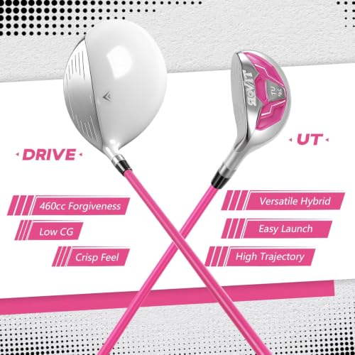 Golf Clubs Set for Men Women Right Hand Pink - 7-Piece Complete Golf Set