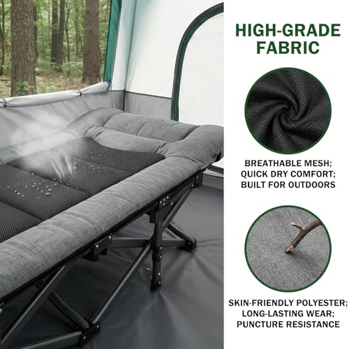 Mopaicot Adjustable Camping Cot for Adults - Foldable Bed with Headrest