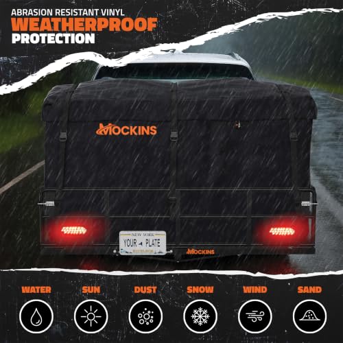 XXLarge 66x30x14 Inch High Rail Trailer Hitch Cargo Carrier with Waterproof Bag & Lights