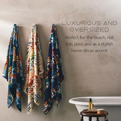 Pendleton White Sands Tan Oversized Jacquard Cotton Beach Towel 40x70 Inches