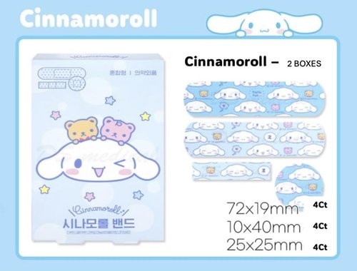 Kuromi&Cinnamoroll's Mixed Sizes Bandages Set of 48-4 Boxes with 12 Each - Officially Licensed