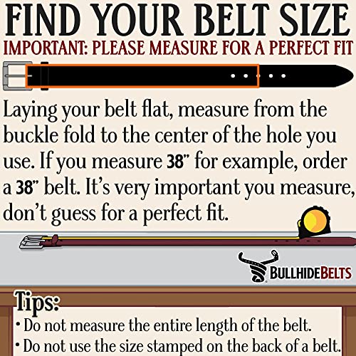 Bullhide Men's Leather Belt for Work & CCW Carry 1.50" Wide Brown 36" USA Made
