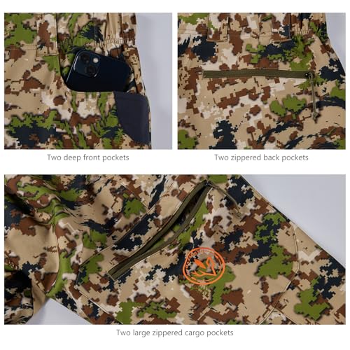 Men's Lightweight Hunting Pants with 4-Way Stretch Water-Resistant Breathable - Highland 32W x 32L