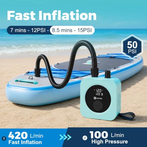 Electric Paddle Board Pump 50 PSI Rechargeable SUP Inflator with Digital Gauge