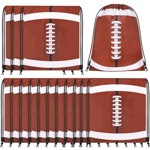 Soccer Travel Drawstring Gift Bags - Football Design, 15.8 x 13.4 Inches - Pack of 12
