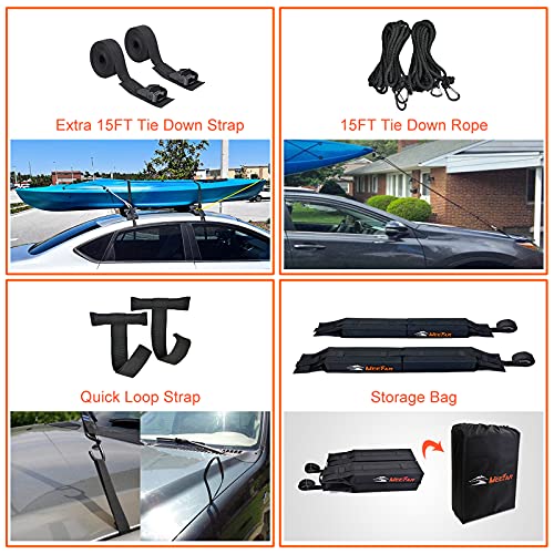 MeeFar Nylon 32.5 Inch Kayak Surfboard Roof Rack Pad Soft Car Roof Carrier