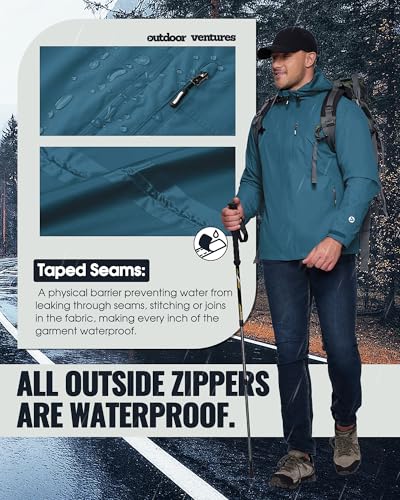 X-Large Waterproof Packable Rain Jacket for Men - China Blue