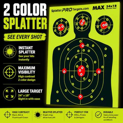 18x24 Extra Large Shooting Targets - Two Color Fluorescent Yellow & White - Variation 50