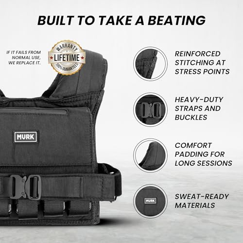 Weighted Vest Men 45lbs - Adjustable Heavy Duty Rucking & Strength Training Vest with Removable Iron Weights