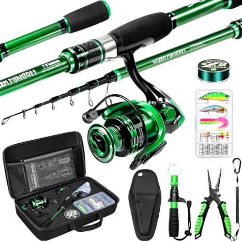 Telescopic Fishing Rod and Reel Combo 7ft Spinning Travel Kit with Tools