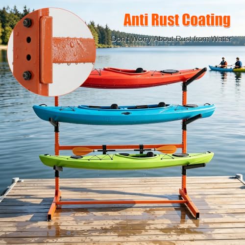 3-Level Freestanding Kayak Storage Rack - No Drilling, Upright Boat Organizer