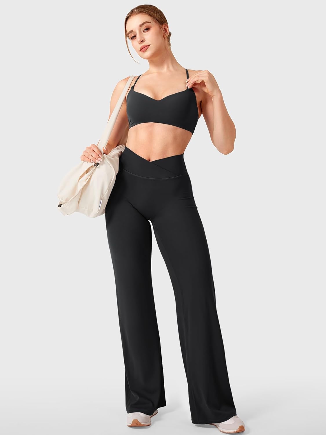YEOREO Straight Leg Leggings - No Front Seam High Waist Yoga Pants for Women | 31.5" Soft Eddiy Fit