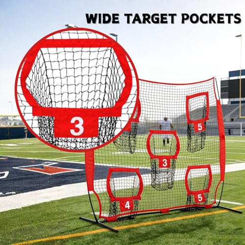 7x7ft Football Throwing Net with 5 Targets Portable QB Training Equipment