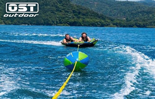 Inflatable Towable Tube Ball with 60ft Tow Rope - Water Sports Safety & Visibility