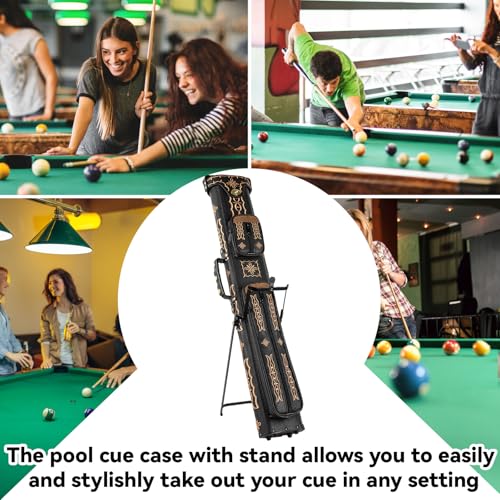 2x4 Hard Pool Cue Case with Stand & Accessory Storage - Billiard Cue Organizer