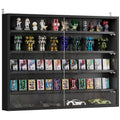 Wall Mounted Glass Display Cabinet - 5 Tiers, Adjustable Shelves, Jet Black