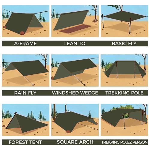 Onewind 10x10ft Waterproof Ultralight Silnylon Camping Tarp - Od Green