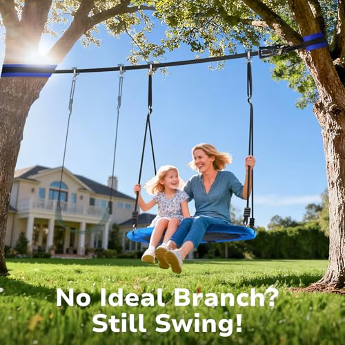 Hapfan Slackline Swing Set for Backyard Between Trees - Blue - Supports Kids & Adults