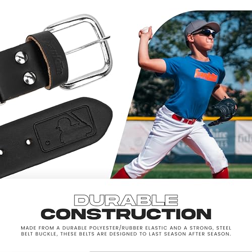 Youth Baseball & Softball Belt - Adjustable 22-42 Inches - Black