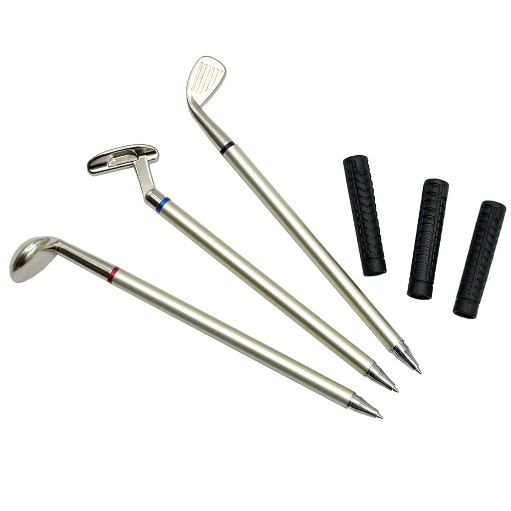 Seadream Golf Gift Set,Golf Pen Holder Set with Lawn Base and 3 Pens (Silver+Black)