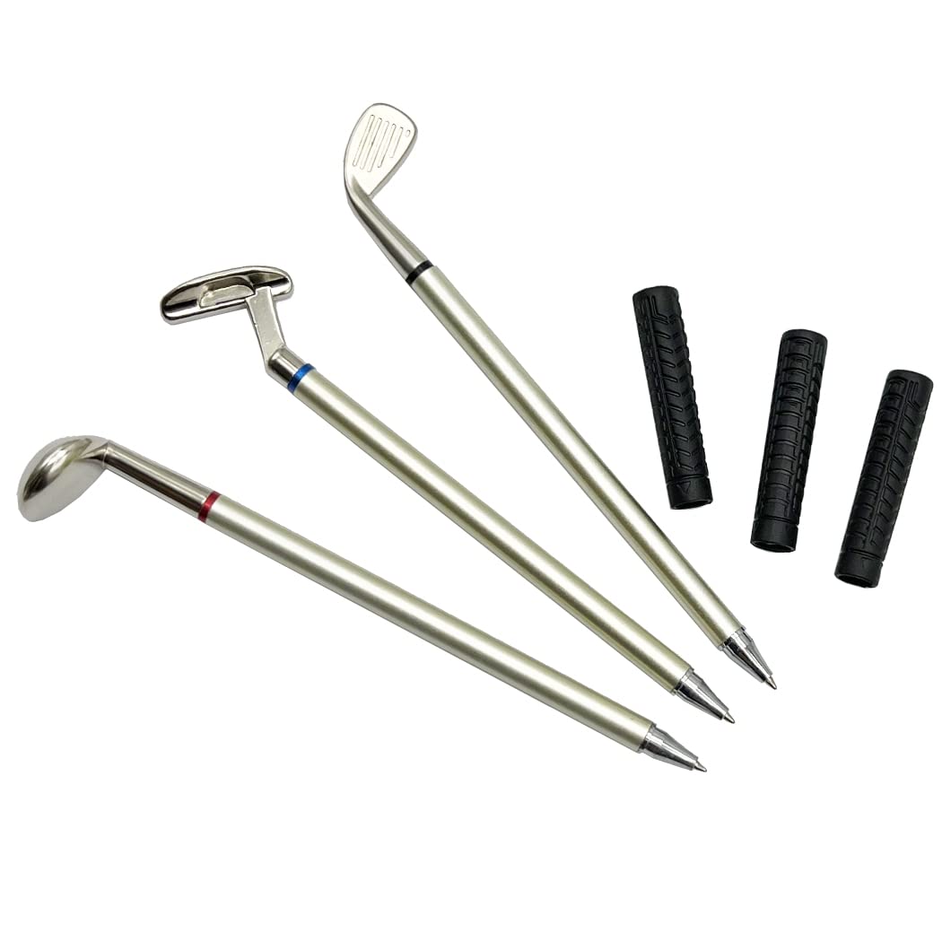 Seadream Golf Gift Set,Golf Pen Holder Set with Lawn Base and 3 Pens (Silver+Black)