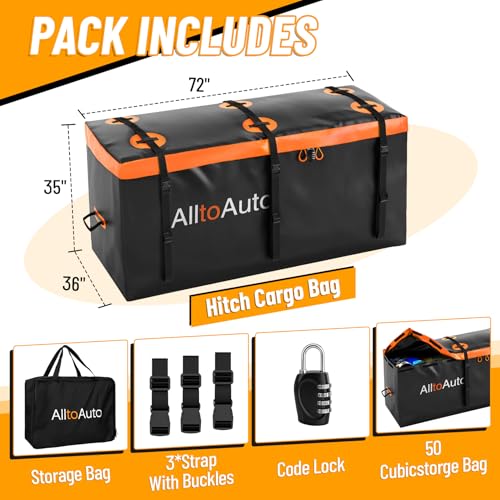 50 CuFt Waterproof Soft Shell Cargo Carrier Bag for Hitch Carrier - Jumbo Storage