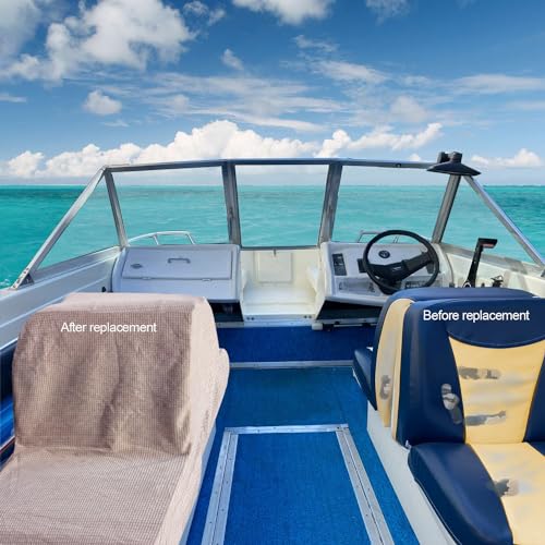 GONGJIANG Khaki 2 Sets Back-to-Back Boat Seat Covers - Microfiber Stretchable Protectors