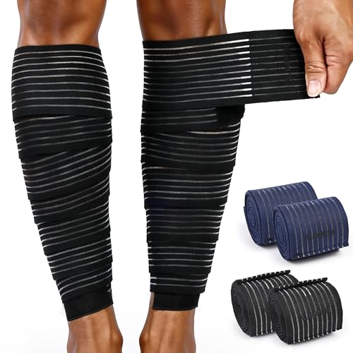 Black Adjustable Compression Wraps for Legs Swelling Relief 2 Pack