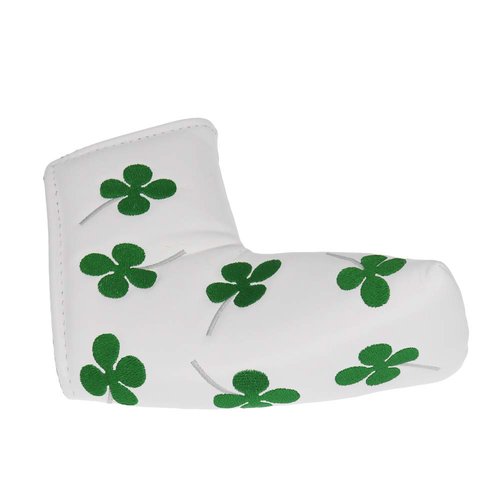 SEACLOUD Golf Putter Cover Blade Head Cover Four - Leaf Clover Pattern with V- Closure Luck for Golf Headcover White