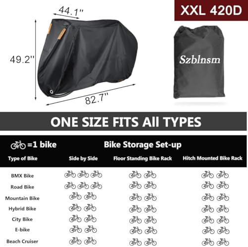 Heavy Duty Waterproof Bike Cover XL for 1-2 Bikes - All-Season Outdoor Protection