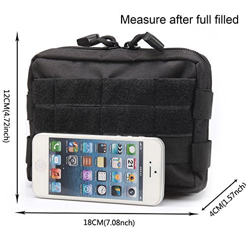 2 Pack Tactical Water-Resistant Utility Pouches - Black & Black