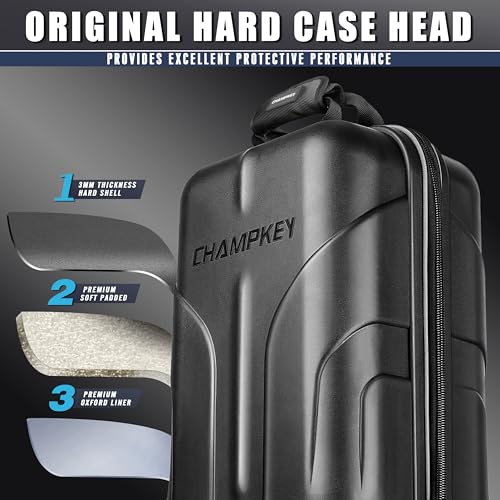CHAMPKEY Golf Travel Bag Hard Case with Lock & Oversized Wheels - Black