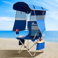 Folding Camping Chair with Shade Canopy and Cooler Bag for Outdoor Activities