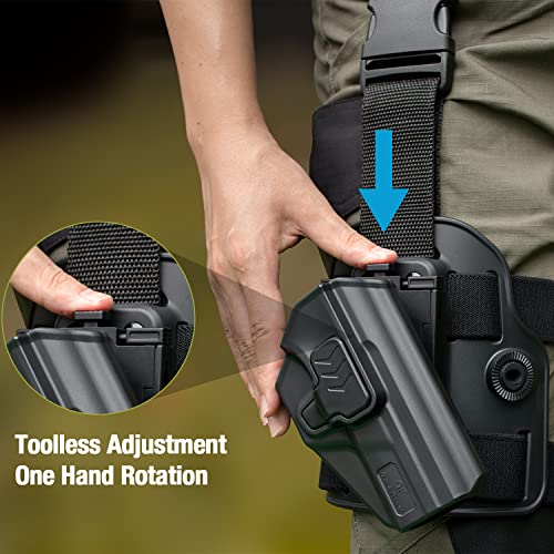 GUN & FLOWER Drop Leg Holster for S&W M&P 9MM/.40 Level II Retention Tactical