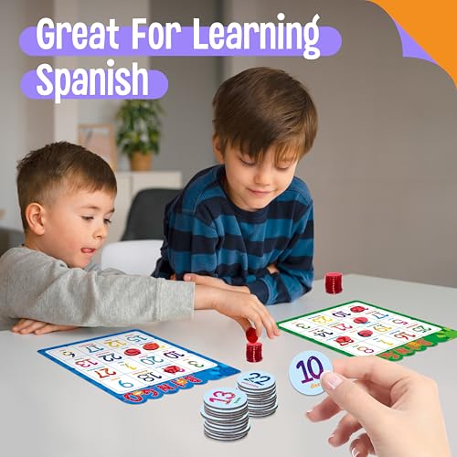 Spanish Bingo Game with Alphabet & Numbers - Educational Toy for Kids Ages 4+ - Variation: Spanish Alphabet Number Bingo Game