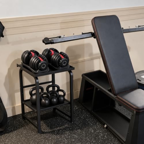 Heavy Duty Adjustable Dumbbell & Kettlebell Storage Rack - Home Gym Organizer